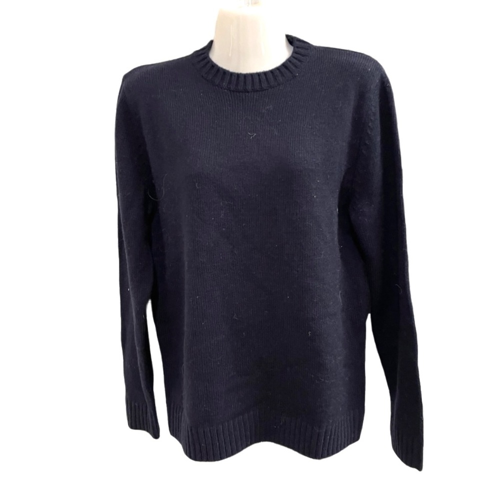 NWT new ZARA navy blue wool blend crew neck sweater small